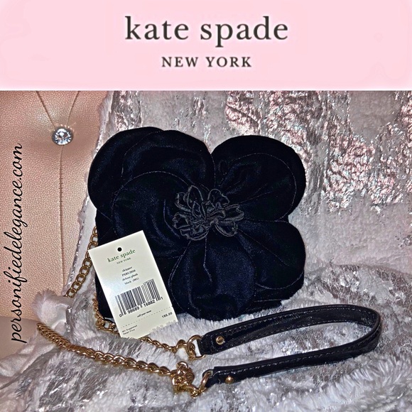 Kate Spade Deluxe Plush Skipper Black Velvet Chain Crossbody Bag - Picture 1 of 14